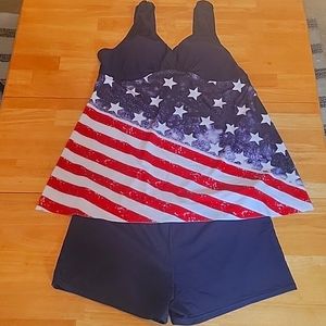 Bathing Suit 2XL red, white, and blue